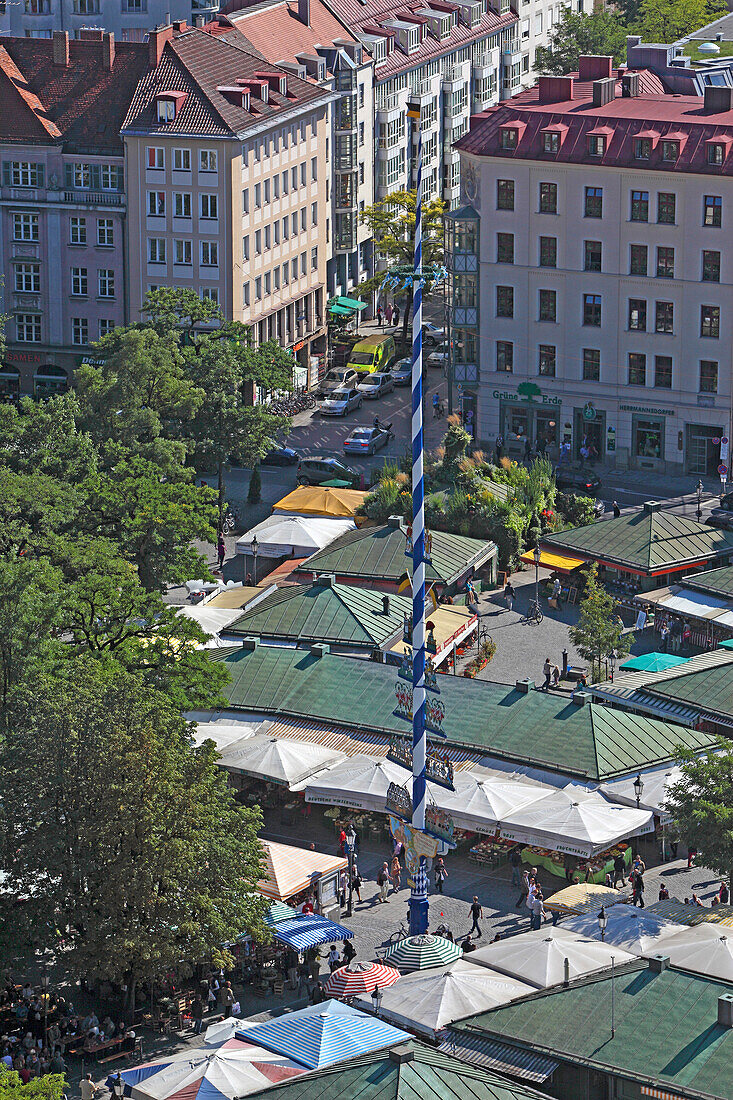 Blick über den Viktualienmarkt, München, Bayern, Deutschland