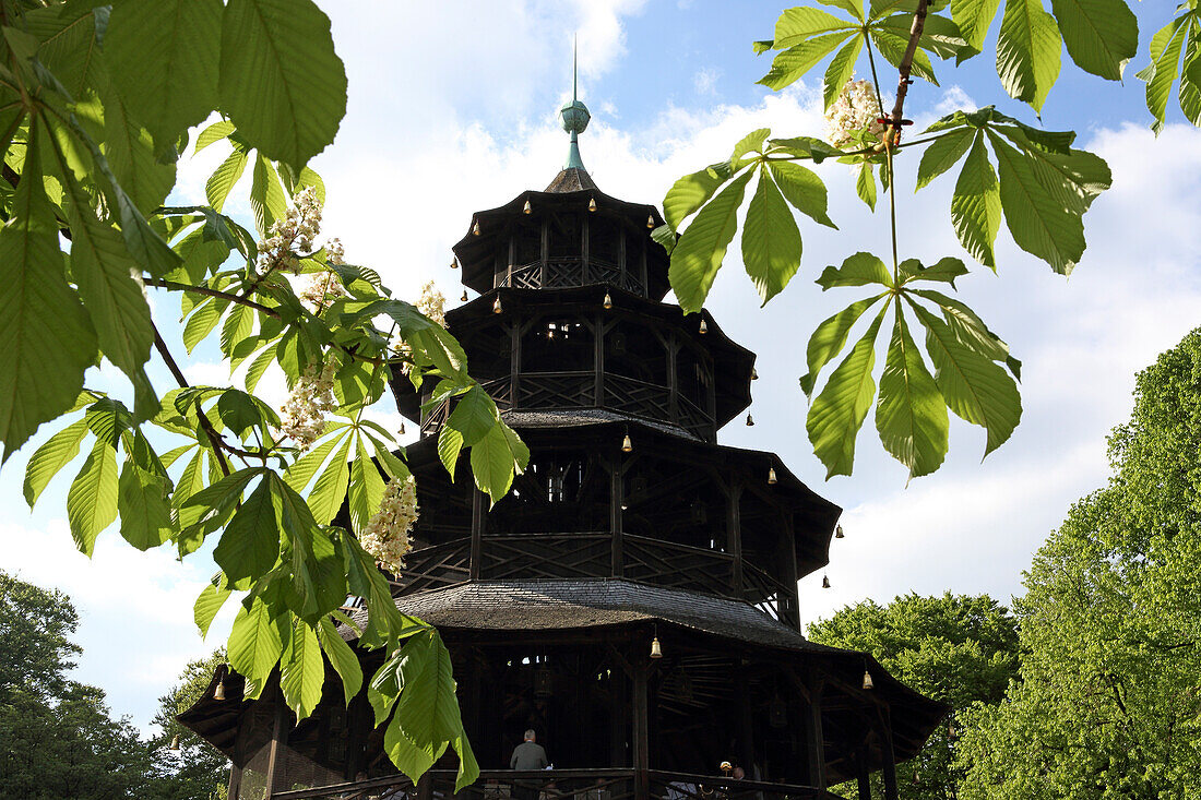 Chinesischer Turm, Chinese tower in the English Garden, Englischer Garten, Munich, Bavaria, Germany