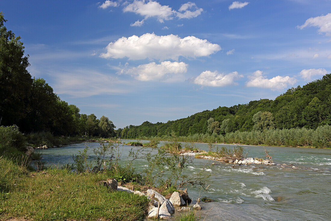 River Iaar, Thalkirchen, Munich, Bavaria, Germany
