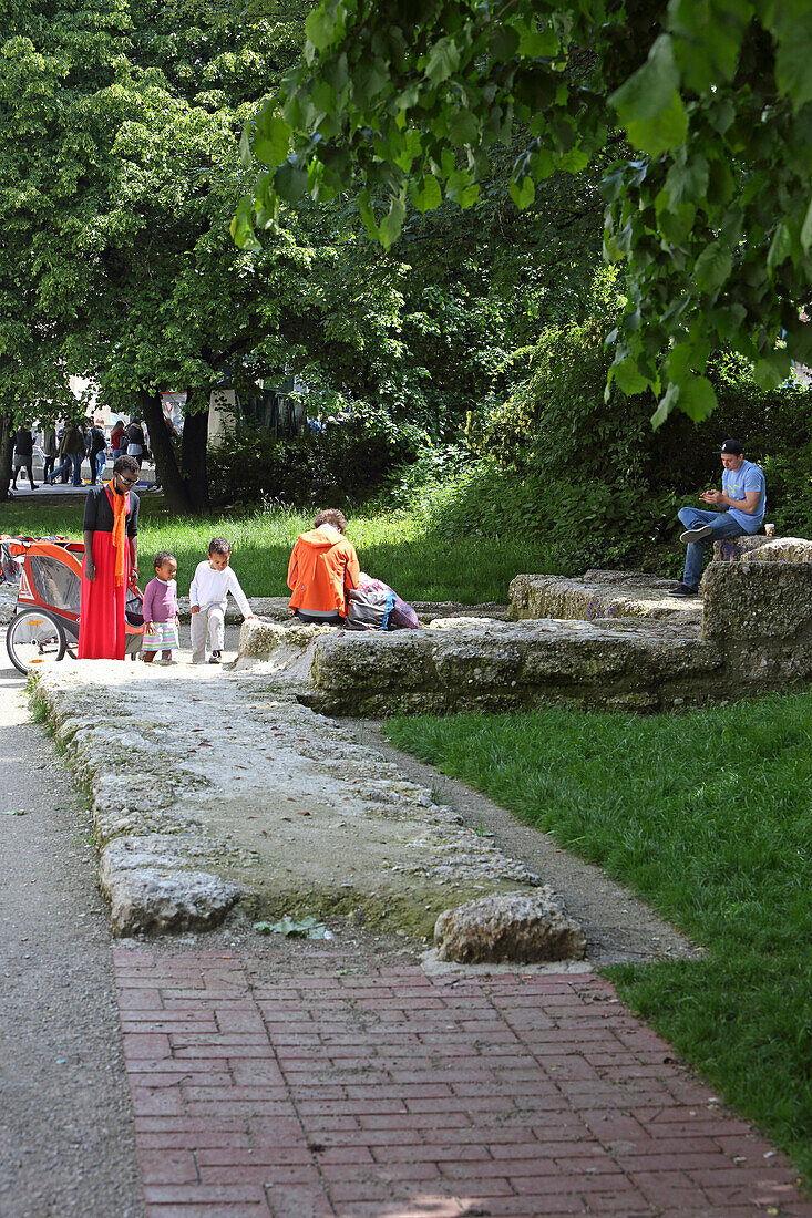 Remains of the old city wall, Isartor, Munich, Bavaria, Germany