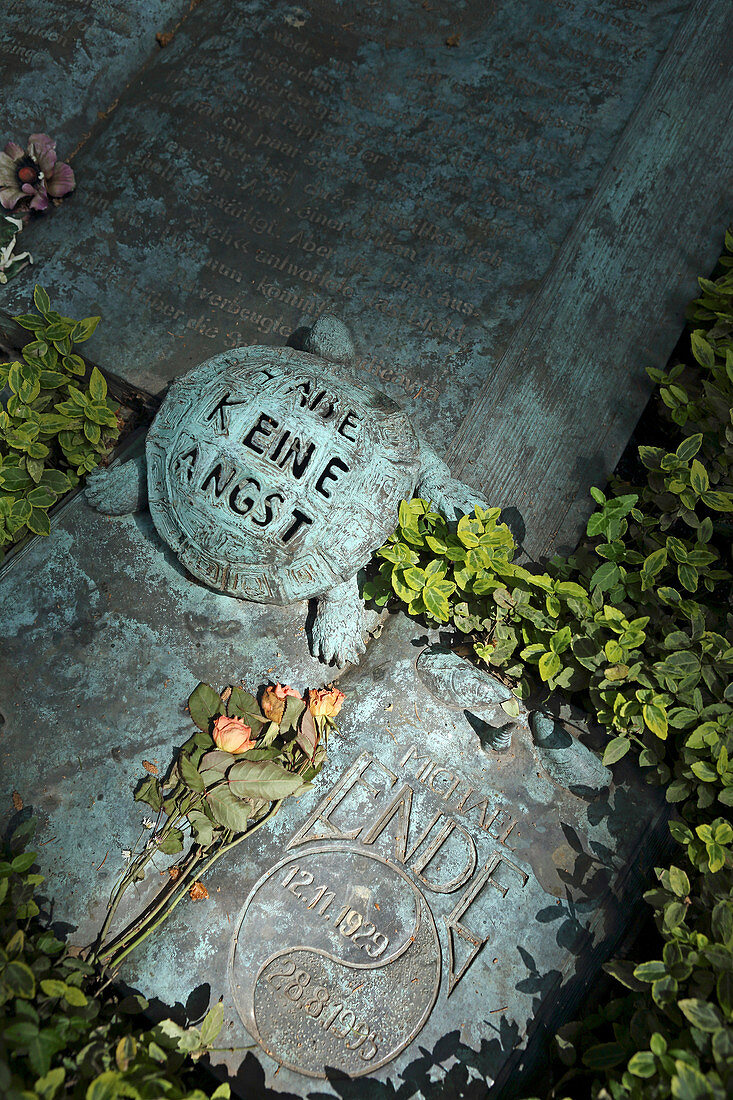 Tombstone, Michael Ende, Waldfriedhof, Munich, Bavaria, Germany
