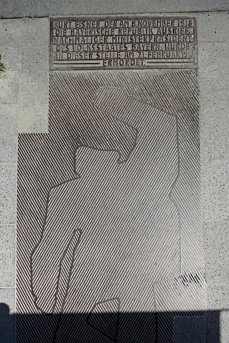 Memorial for Kurt Eisner, Kardinal-Faulhaber-Strasse, Munich, Bavaria, Germany