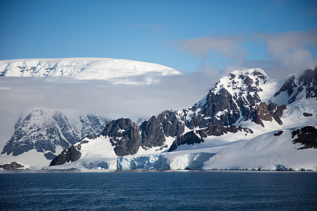 Snow-covered mountains Gerlache Strait, Graham Land, Antarctic Peninsula, Antarctica
