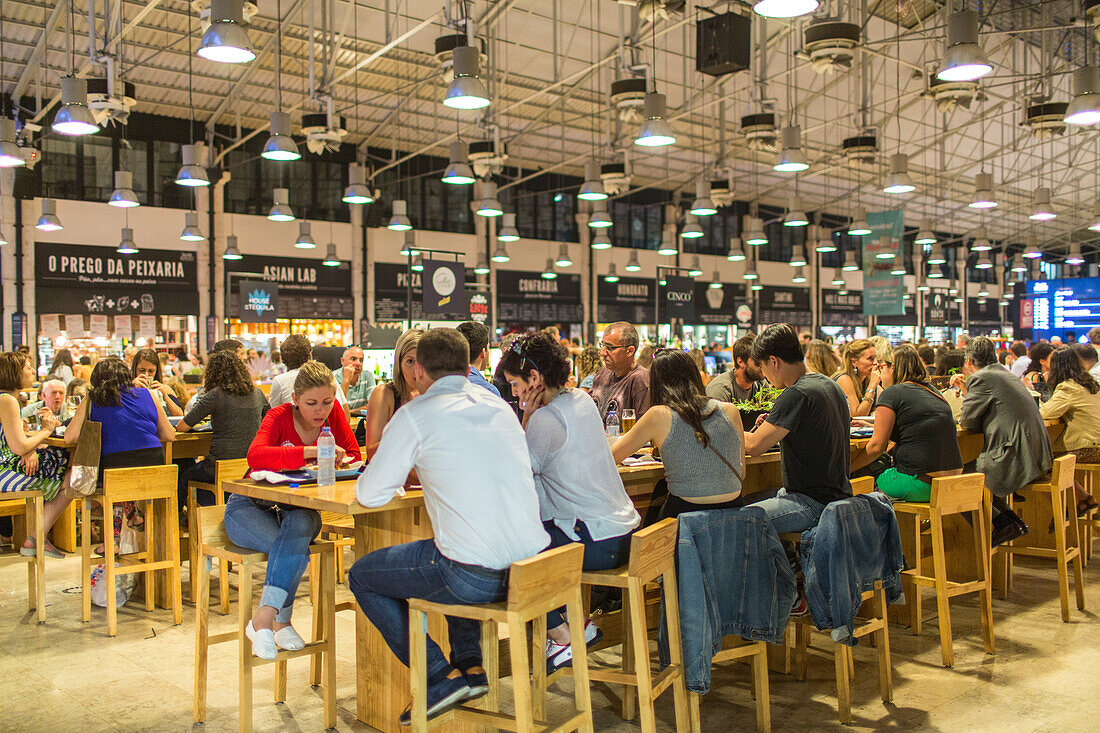 Time Out Market, Food court, food hall in Mercado de Ribeira, Lisbon, Portugal