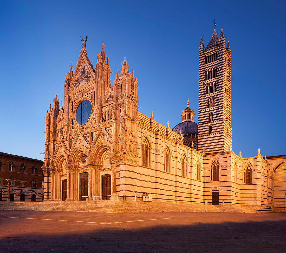 Dom Cattedrale di Santa Maria Assunta in Siena in der blauen Stunde, Toskana, Italien