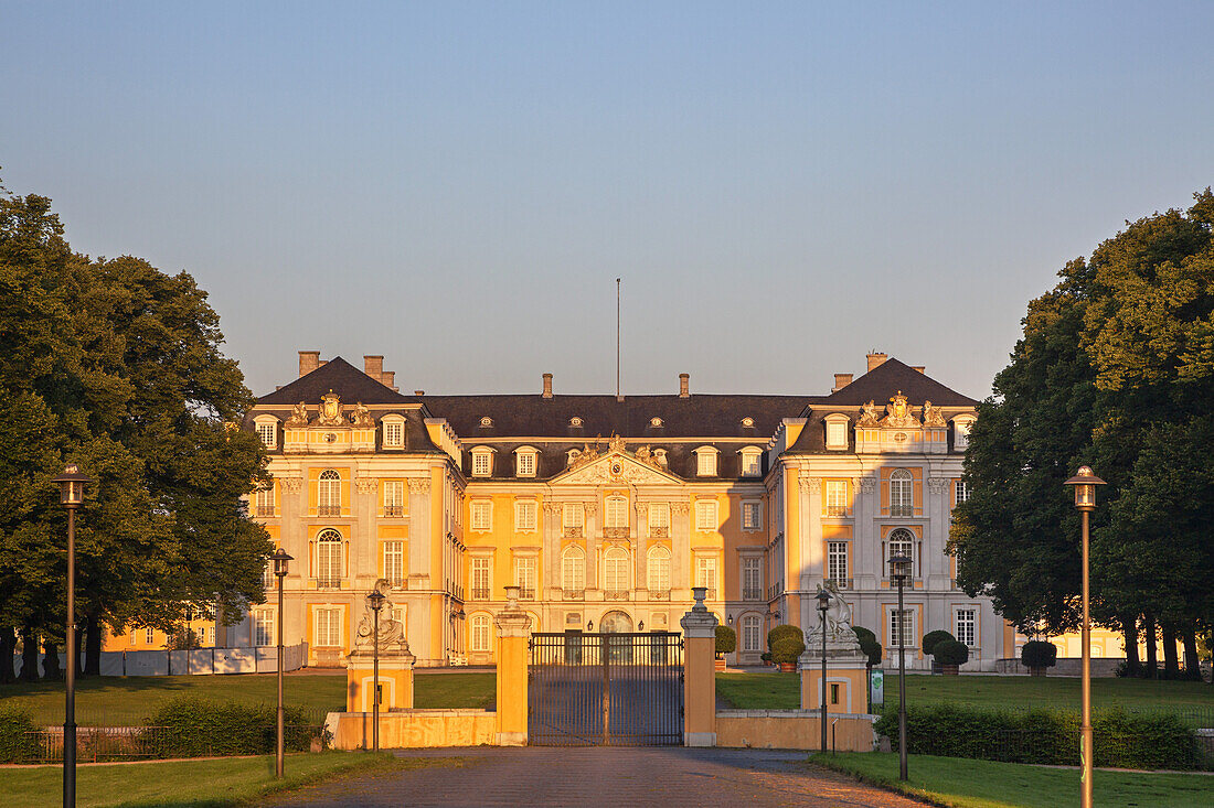 Western view of castle Augustusburg in Bruehl, Middle Rhine Valley, North Rhine-Westphalia, Germany, Europe