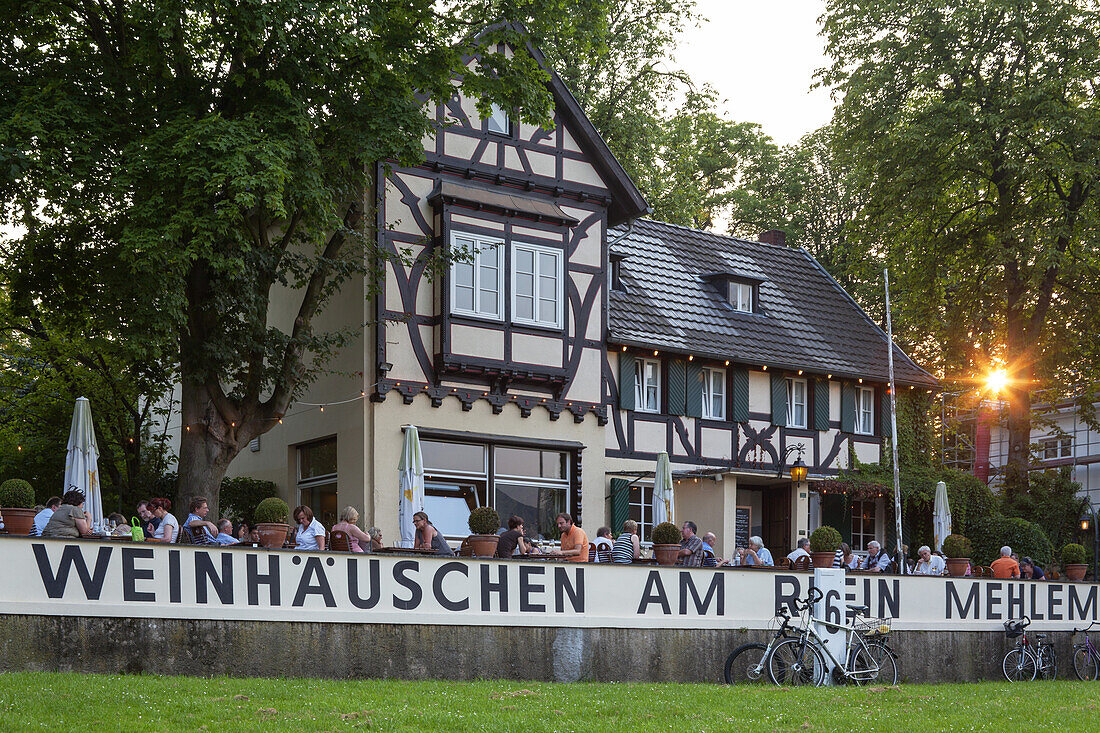 Restaurant Weinhaeuschen by the river Rhine in Bonn Mehlem, Middle Rhine Valley, North Rhine-Westphalia, Germany, Europe