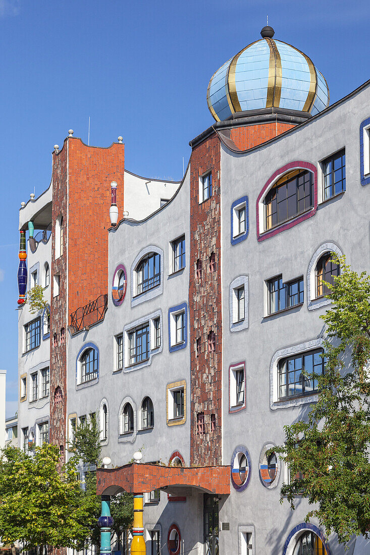 Hundertwasser School Luther-Melanchthon-Gymnasium in Lutherstadt Wittenberg, Saxony-Anhalt, Germany, Europe