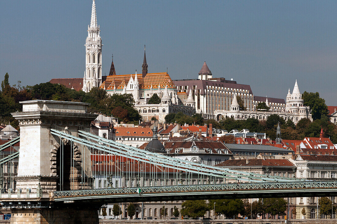 Matthias Church and the Chain Bridge, Budapest, Hungary