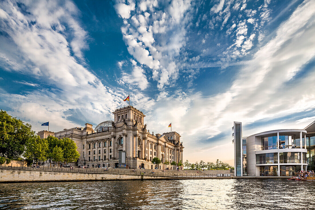 Reichstag, Paul Loebe Haus and River Spree, Berlin, Germany