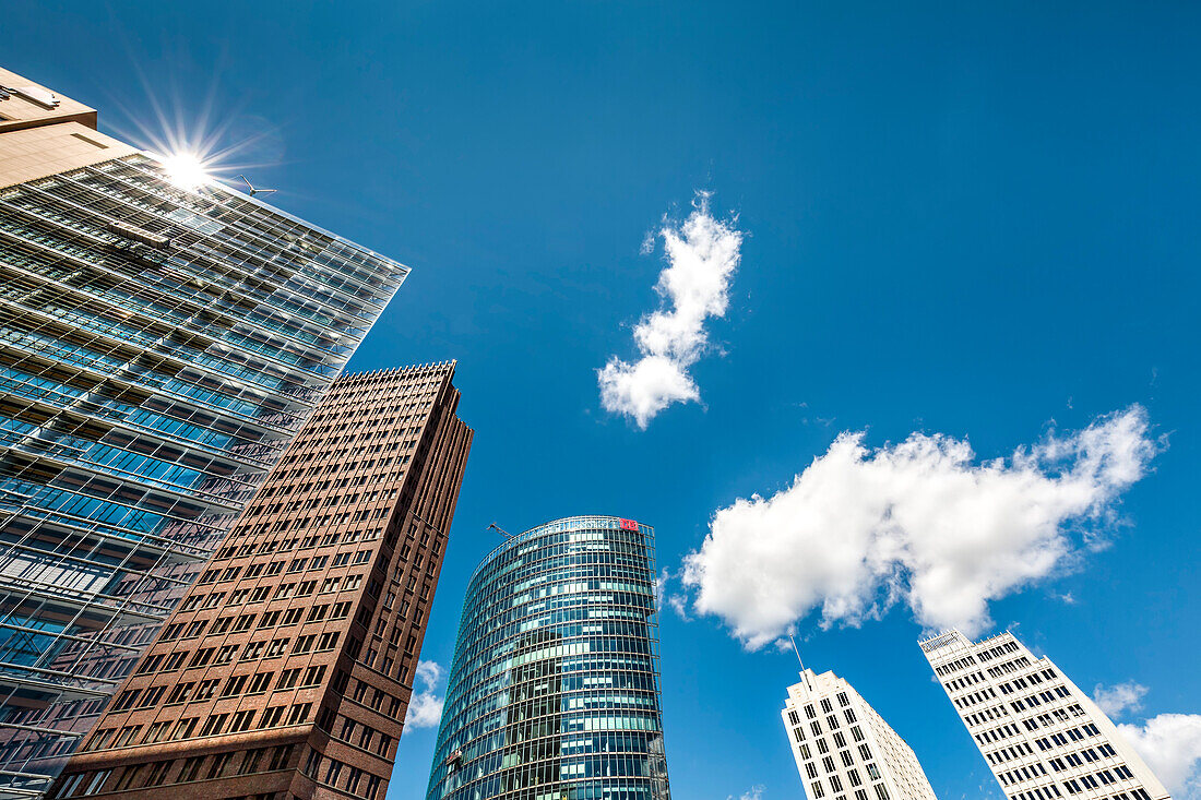 Potsdamer Platz towards the sky, Berlin, Germany