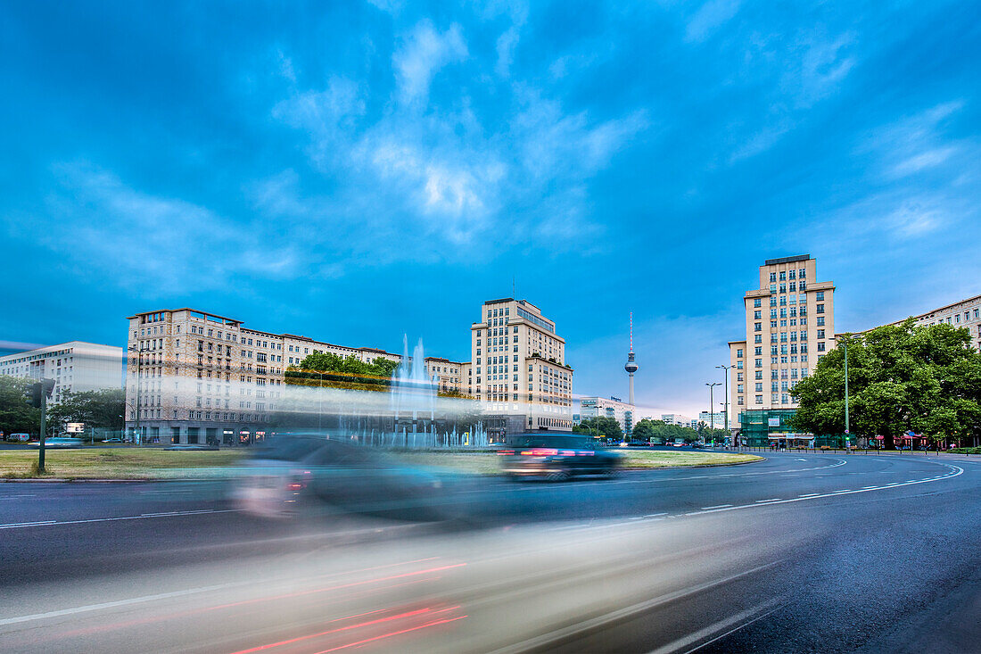 Straussberger Platz and TV tower, Friedrichshain, Berlin, Germany