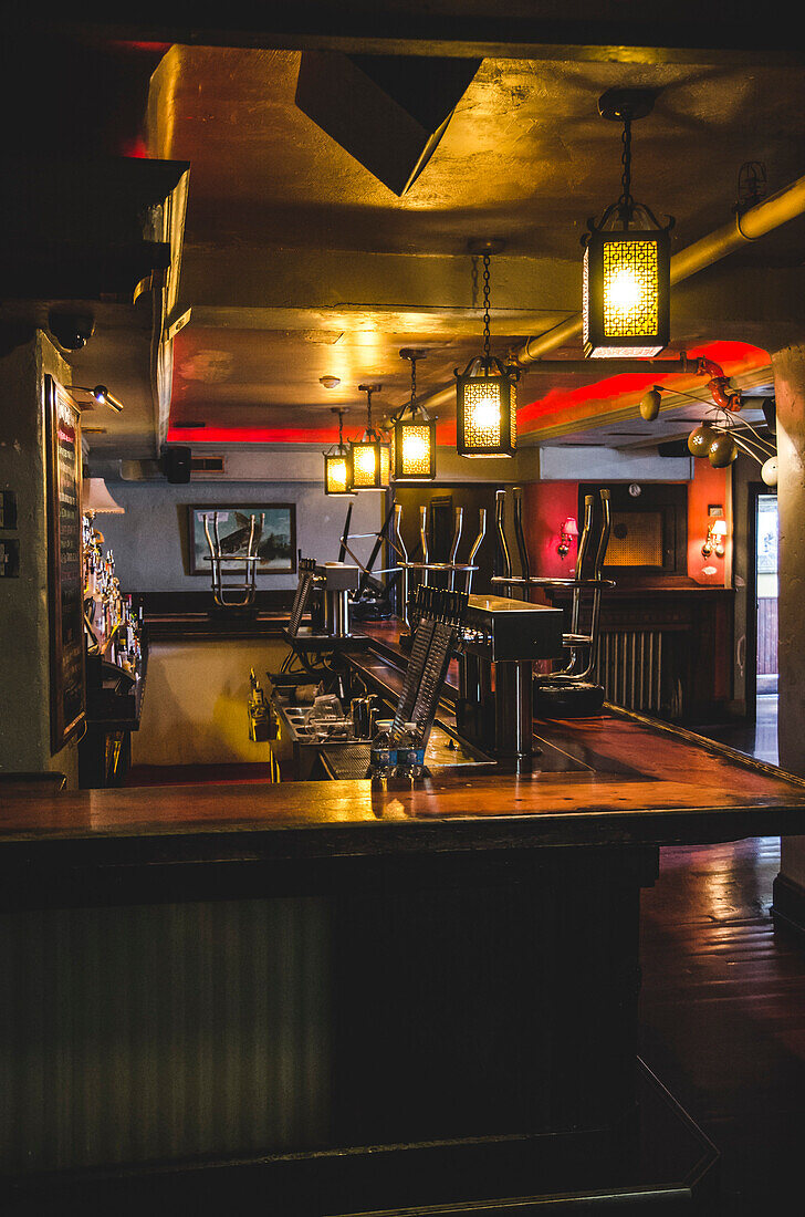 Johnny Brenda's Bar Interior with Stools Up Before Opening, Philadelphia, Pennsylvania, USA