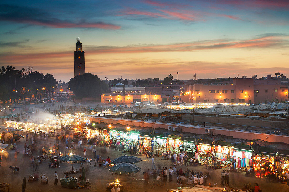 Crowd at night in Jamaa el Fna Square, Marrakesh, Morocco