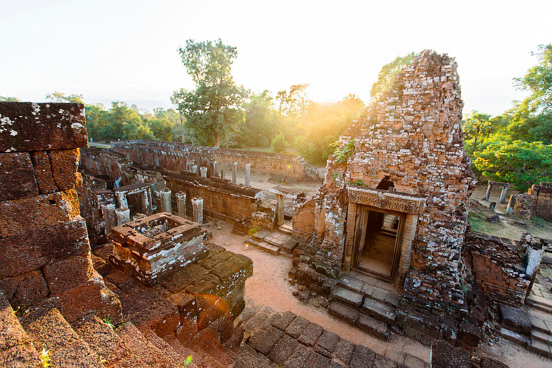 High angle view of ruins at Angkor Wat, Siem Reap, Cambodia