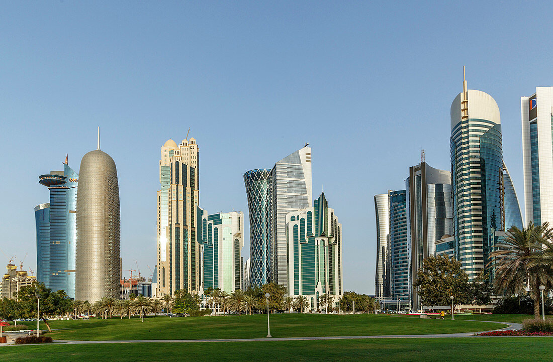 Highrise buildings in Doha cityscape, Doha, Qatar