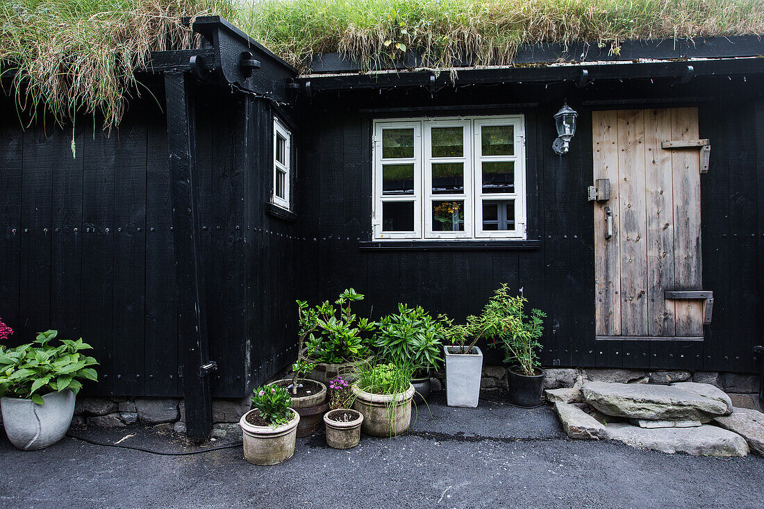 Black colored house, Faeroe Islands