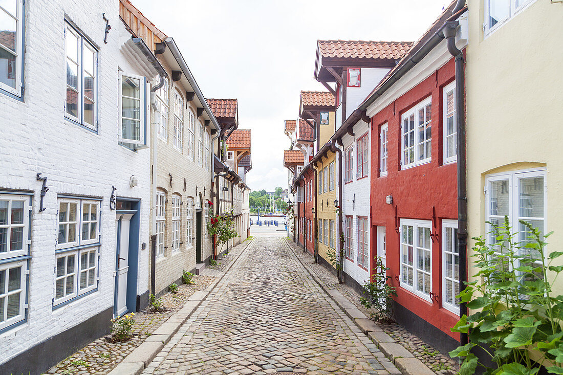 Gasse in der Altstadt von Flensburg, Ostseeküste, Schleswig-Holstein, Norddeutschland, Deutschland, Nordeuropa, Europa