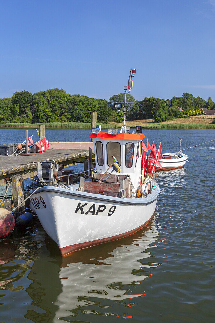 Fishing boat in the harbour in Kappeln, Baltic coast, Schleswig-Holstein, Northern Germany, Germany, Europe