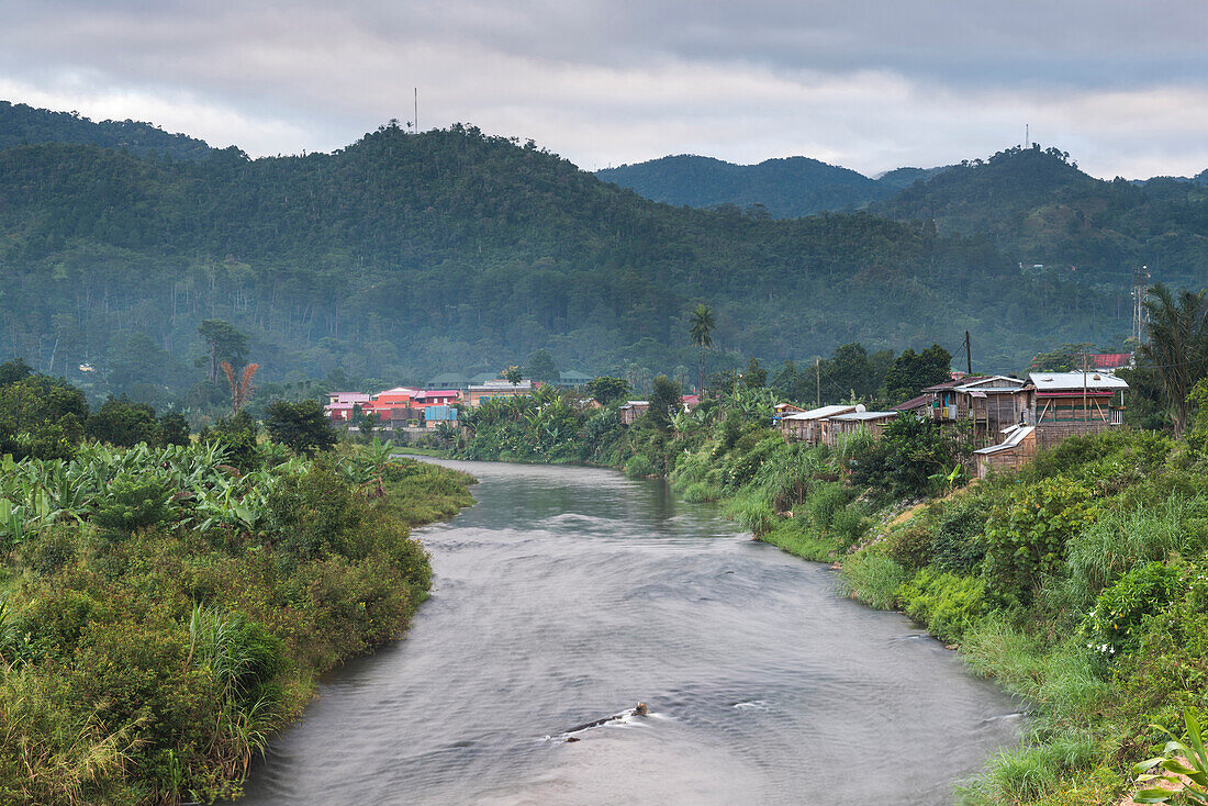 Ranomafana Town and Namorona River at sunrise, Madagascar Central Highlands, Madagascar, Africa