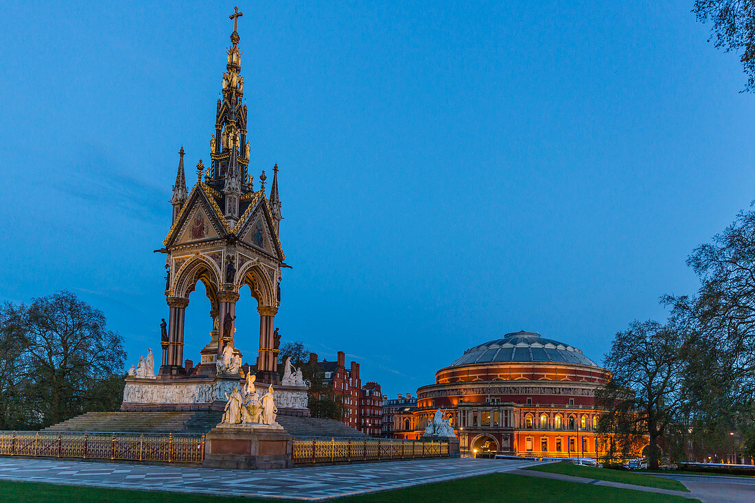 The Albert Memorial in front of the Royal Albert Hall, London, England, United Kingdom, Europe