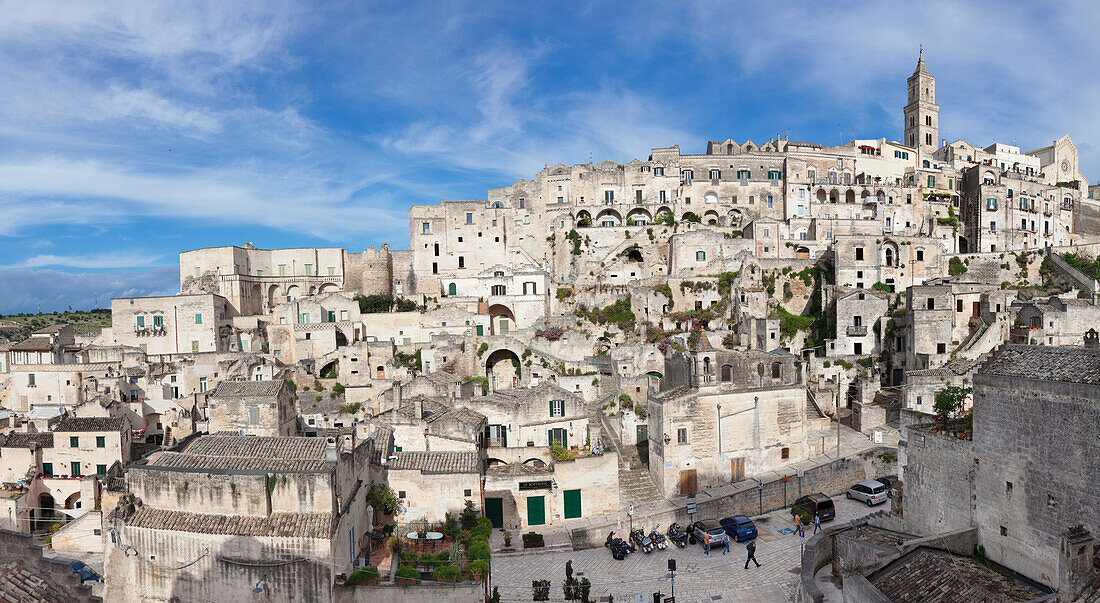 Sasso Barisano und Kathedrale, UNESCO Weltkulturerbe, Matera, Basilikata, Apulien, Italien, Europa