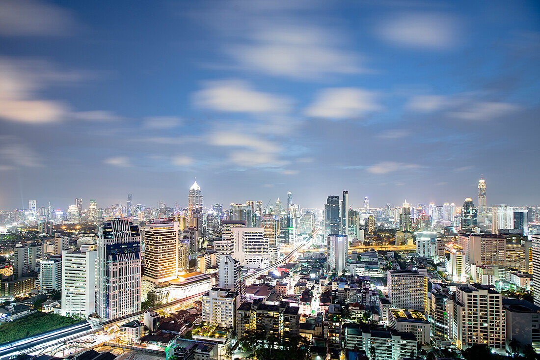 City skyline at night, Bangkok, Thailand, Southeast Asia, Asia