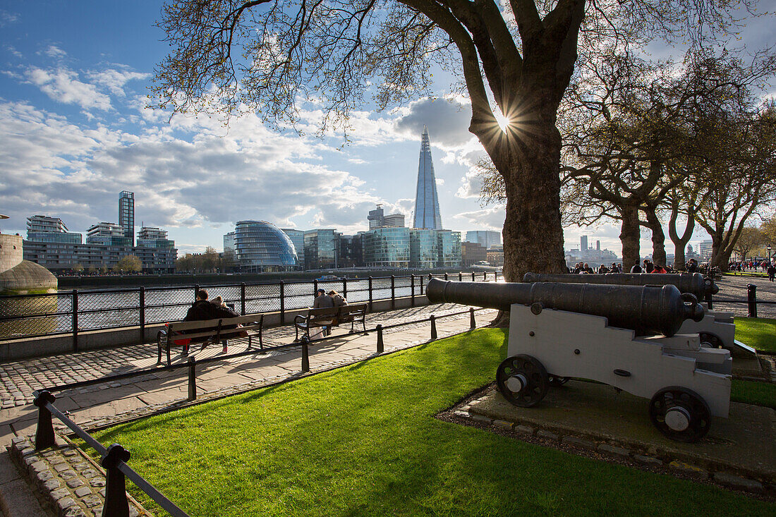 South Bank from Tower of London, London, England, United Kingdom, Europe