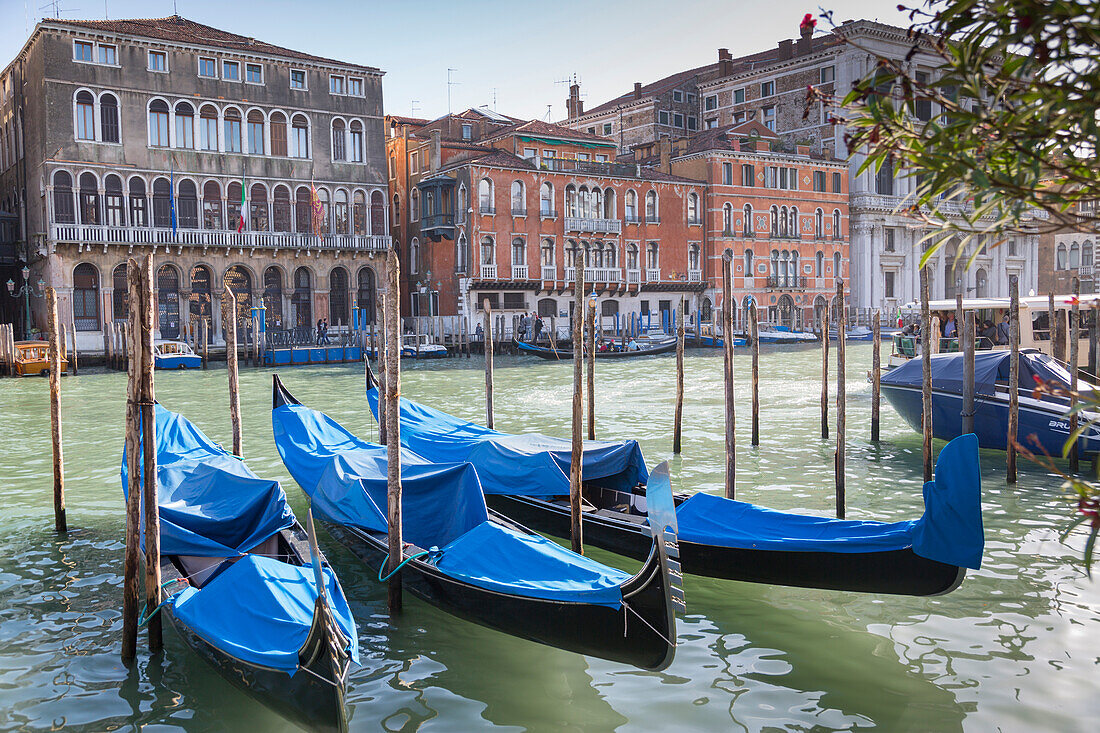 Grand Canal und Gondel Station, Venedig, UNESCO Weltkulturerbe, Venetien, Italien, Europa