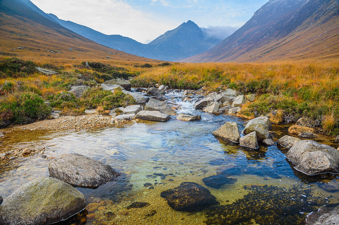 Sannox Burn, Glen Sannox, Isle of Arran, North Ayrshire, Scotland, United Kingdom, Europe