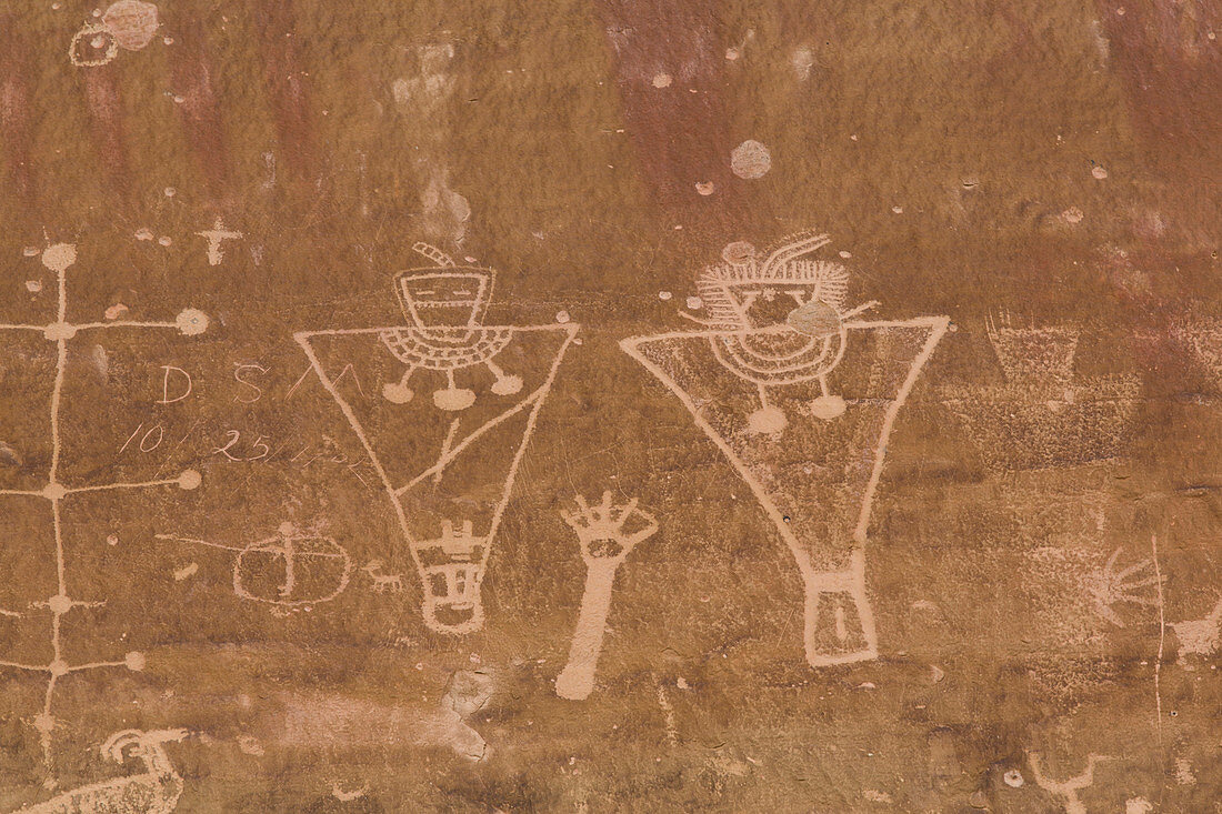 Rock Art, Anthropomorph Bilder, 600AD bis 1250AD, Sego Canyon, Süd-Utah, Vereinigte Staaten von Amerika, Nordamerika