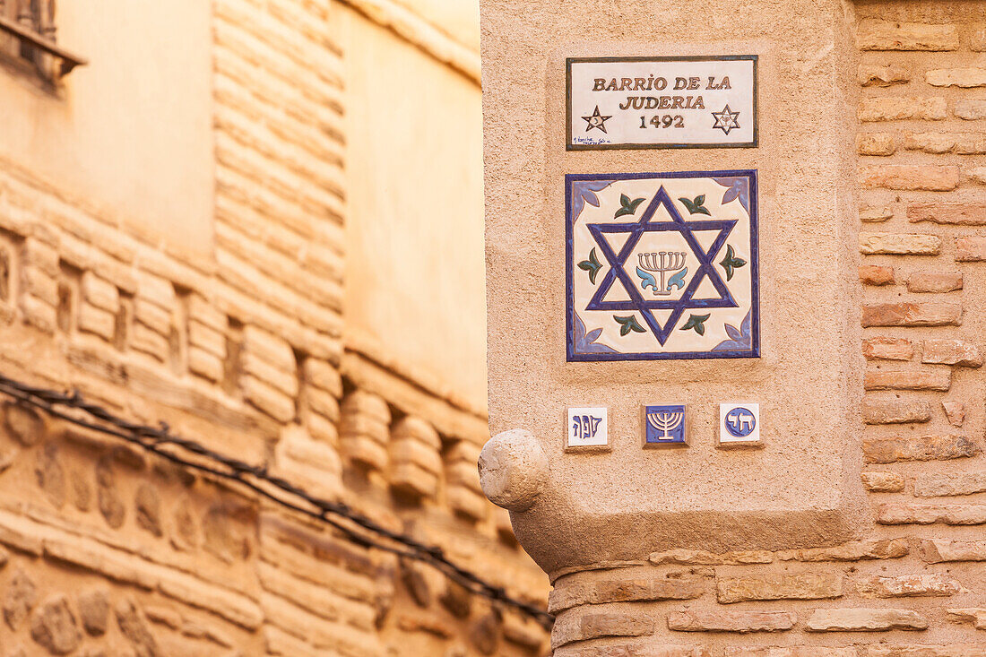 Ein Zeichen für das jüdische Viertel in Toledo, Spanien, Europa