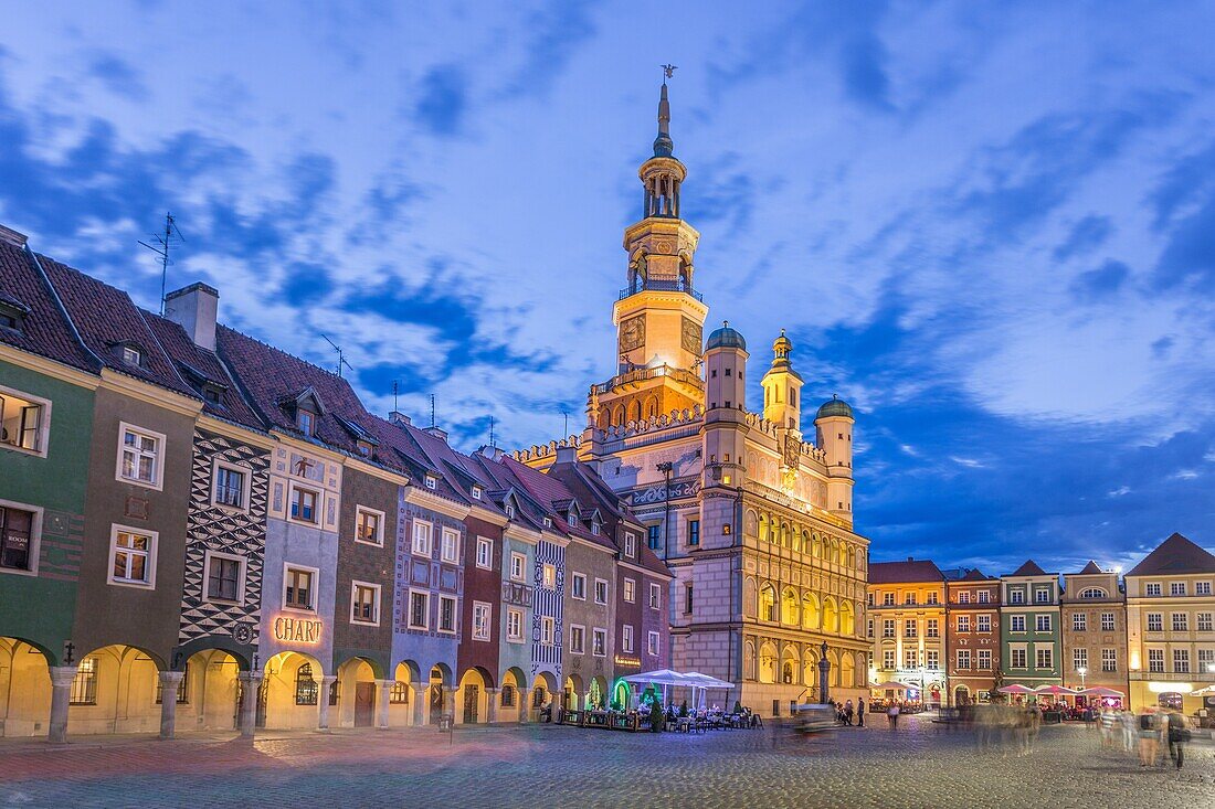 Polen, Poznan City, Stary Rynek, Rathaus Bldg. , Malerische Häuser, Altstädter Ring.