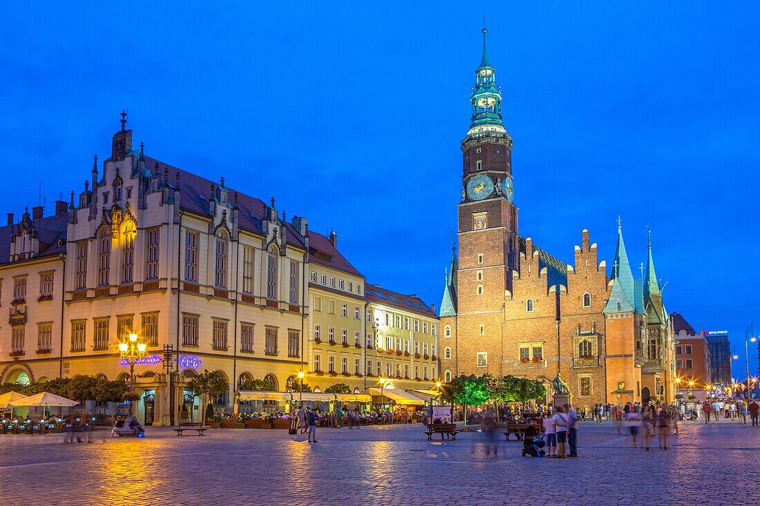 Poland, Wroclaw City, Market Square, Town Hall Bldg. Rynek,.