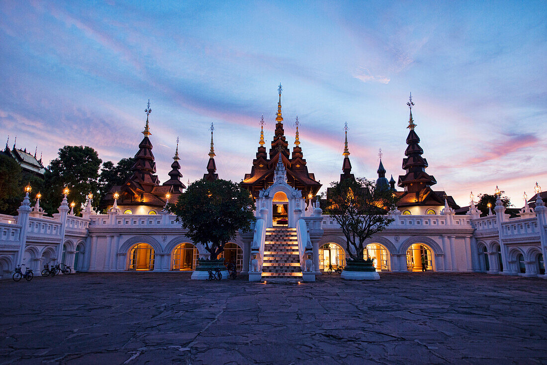 Sunset view of the opulent Dhara Dhevi resort, Chiang Mai, Thailand.