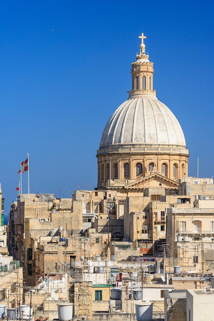 Dome of Our Lady of Mount Carmel church. Valletta, Malta.