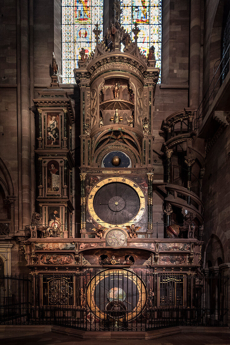 astronomical clock, interior of Strasbourg cathedral, Strasbourg, Alsace, France