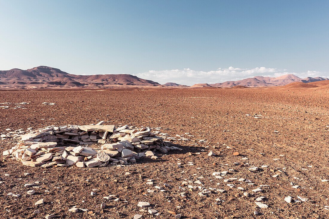 Pile of stones marking a road in Damaraland, Kunene, Namibia