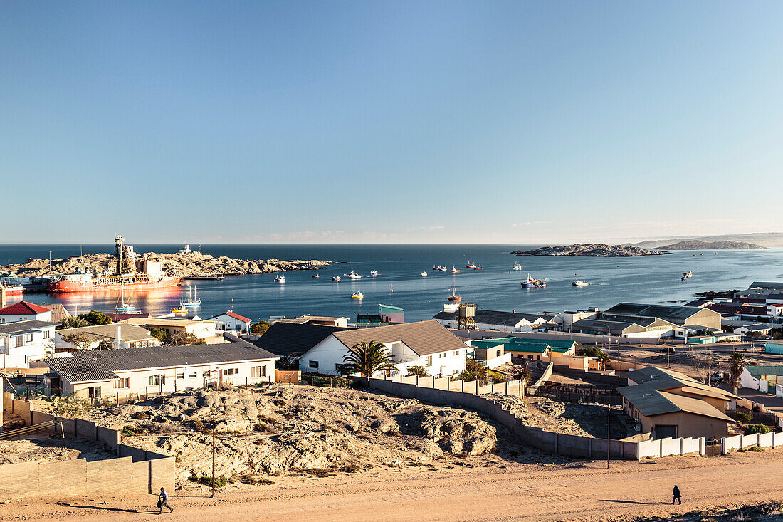 The harbor bay in the morning sun, Luederitz, Karas, Namibia.