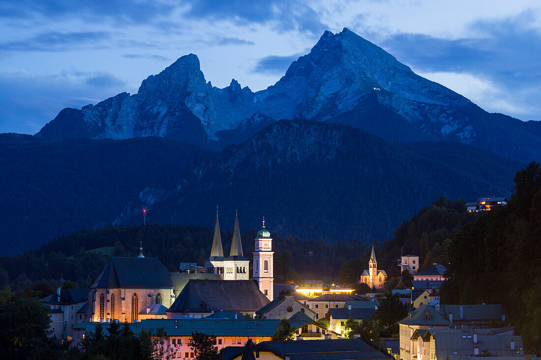 Berchtesgaden and Watzmann, Berchtesgadener Land, Bavaria, Germany, Europe
