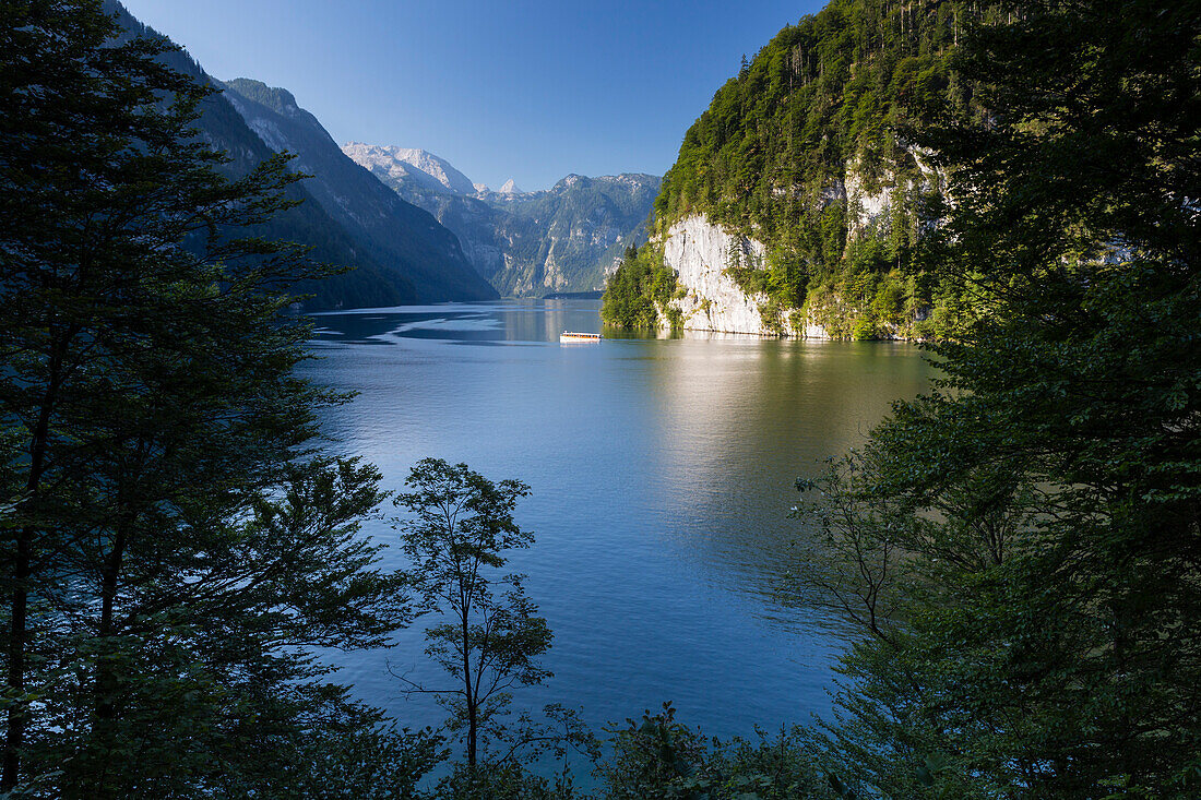 Königssee, seen from Malerwinkel, Berchtesgaden National Park, Berchtesgadener Land, Bavaria, Germany, Europe