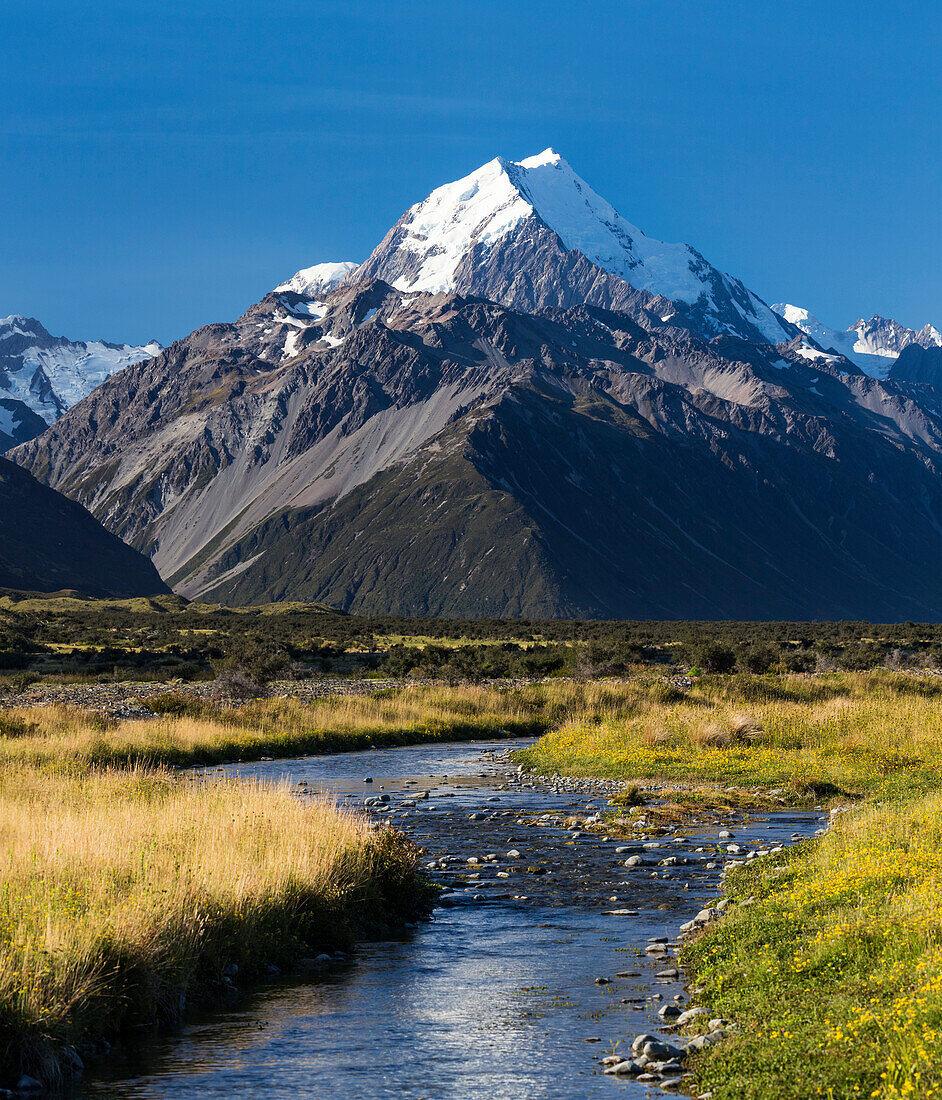 Mt Cook, Aoraki, Mackenzie, Canterbury, Neuseeländische Alpen, Südinsel, Neuseeland, Ozeanien