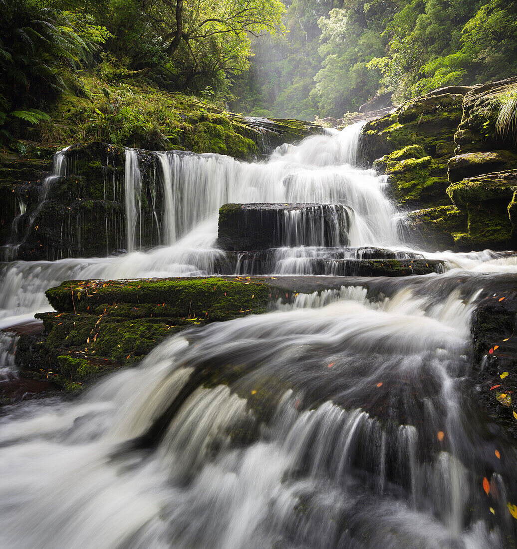 Purakaunui Falls, Wasserfall in Catlins, Clutha, Otago, Southland, Südinsel, Neuseeland, Ozeanien