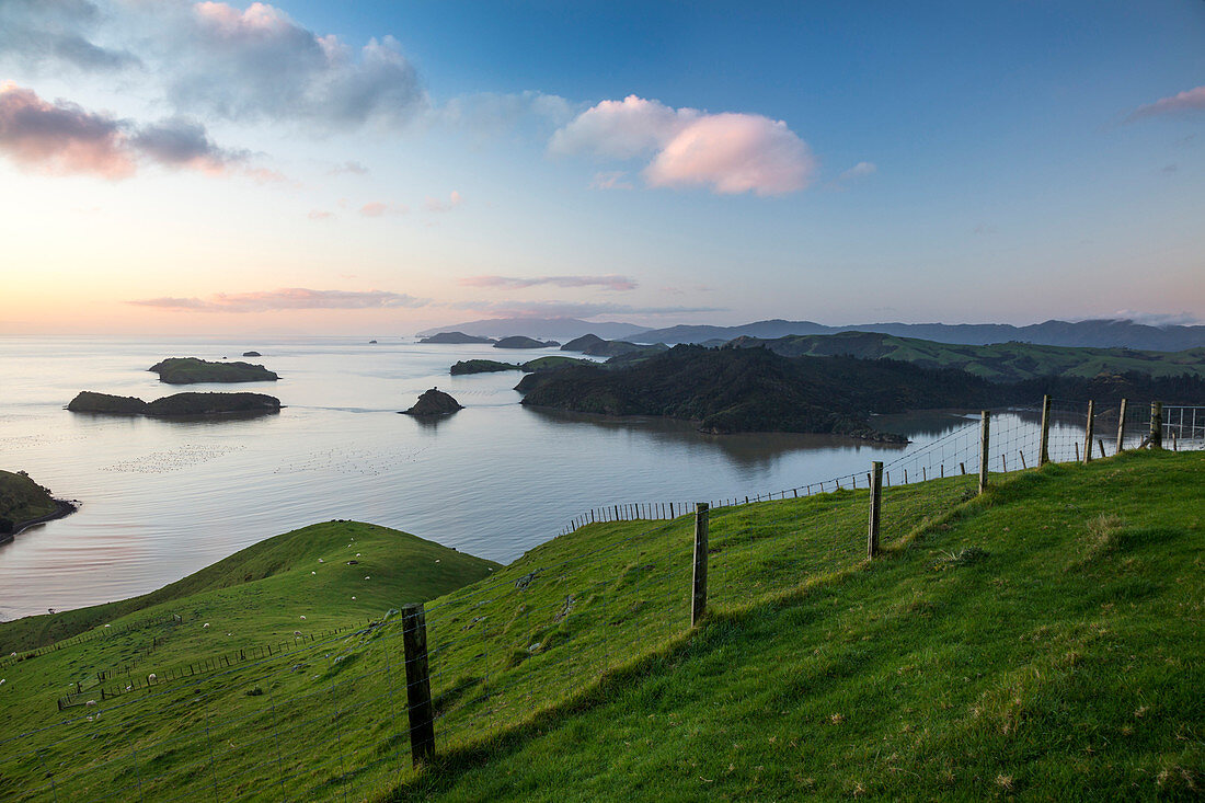 Sonnentergang, Coromandel, Hauraki Golf, Thames-Coromandel District, Coromandel Peninsula, Nordinsel, Neuseeland, Ozeanien