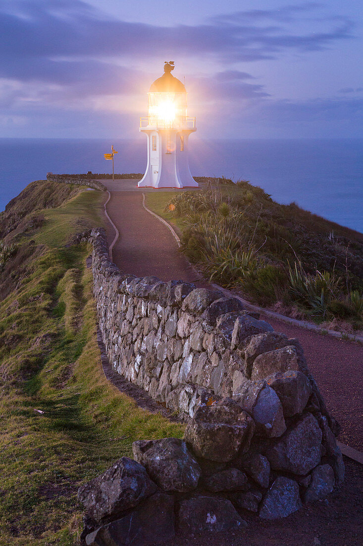 Leuchtturm im Abendlicht, cape Reinga, Aupouri Peninsula, Nordinsel, Neuseeland, Ozeanien