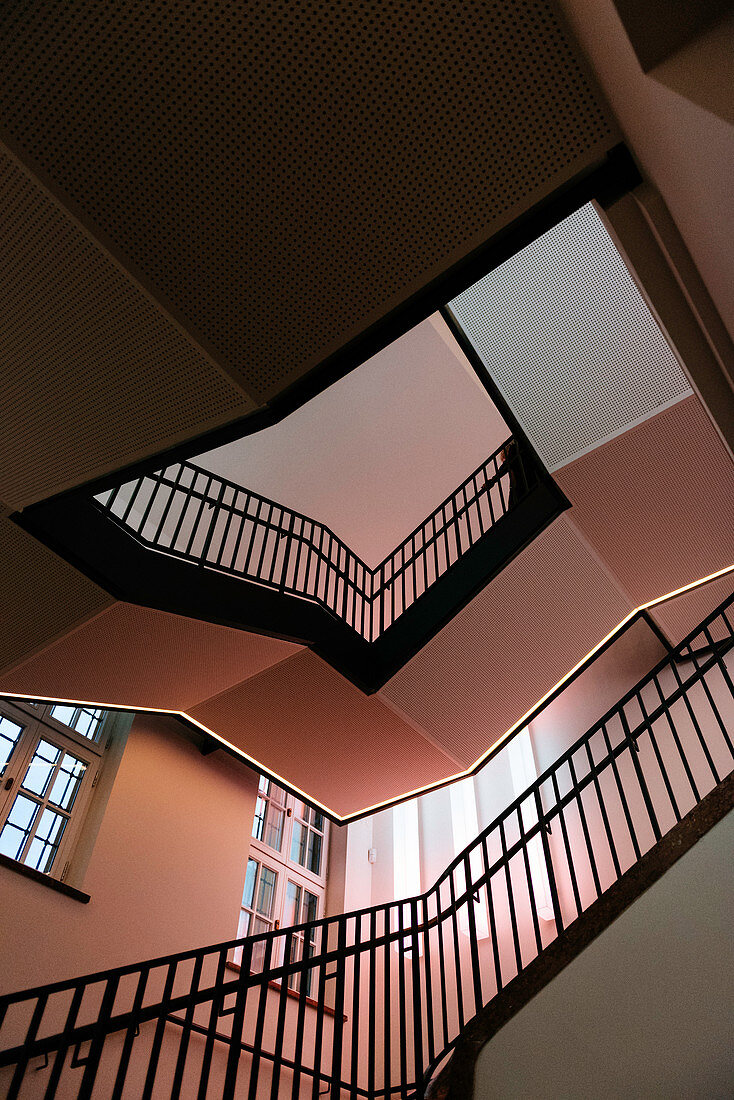 Below Shot Of Spiral Staircaise in Lenbachhaus, Munich, Germany