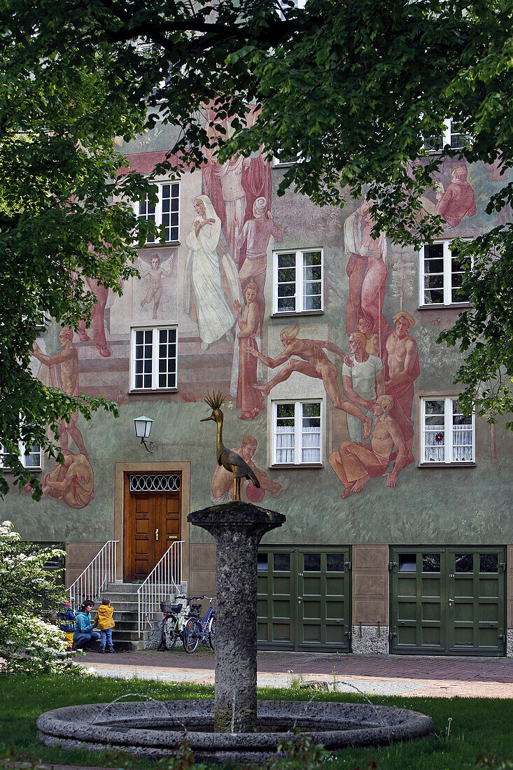 Housing complex Borstei, Moosach, Munich, Upper Bavaria, Bavaria, Germany