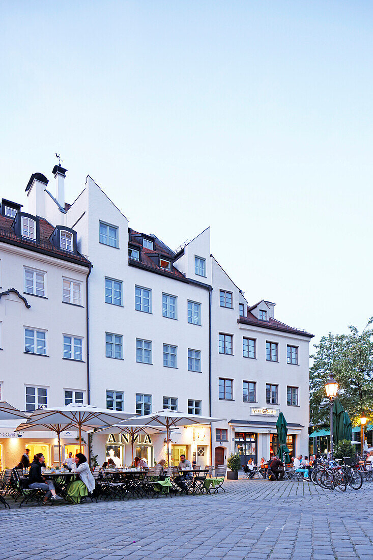 Medieval houses, Sebastiansplatz, Old town, Munich, Upper Bavaria, Bavaria, Germany