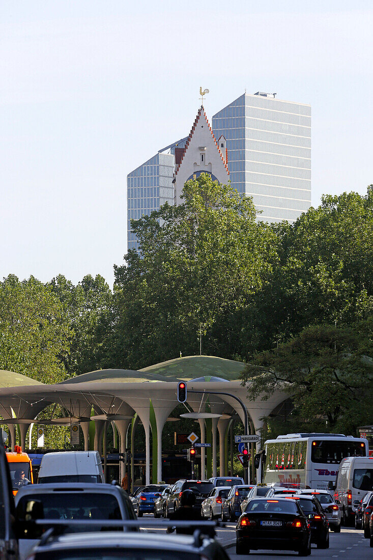 Tram and bus station Muenchner Freiheit, Schwabing, Munich, Upper Bavaria, Bavaria, Germany