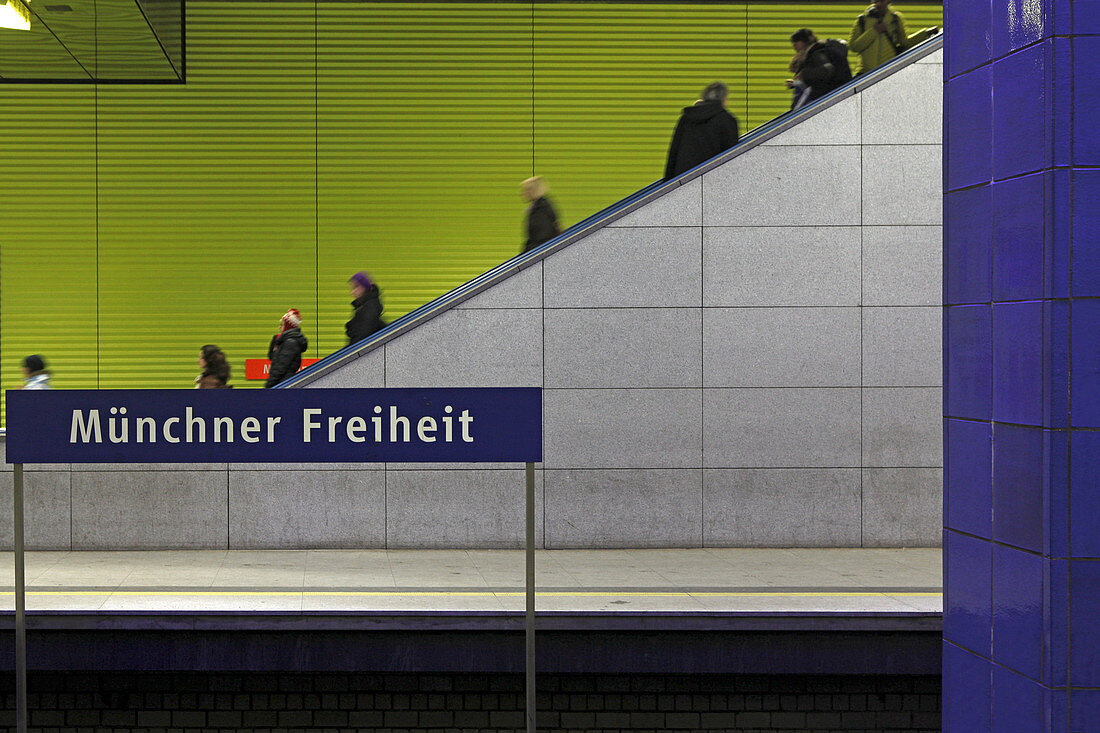 Subway station Muenchner Freiheit, Schwabing, Munich, Upper Bavaria, Bavaria, Germany